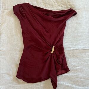 Zara Burgundy Off-Shoulder Blouse